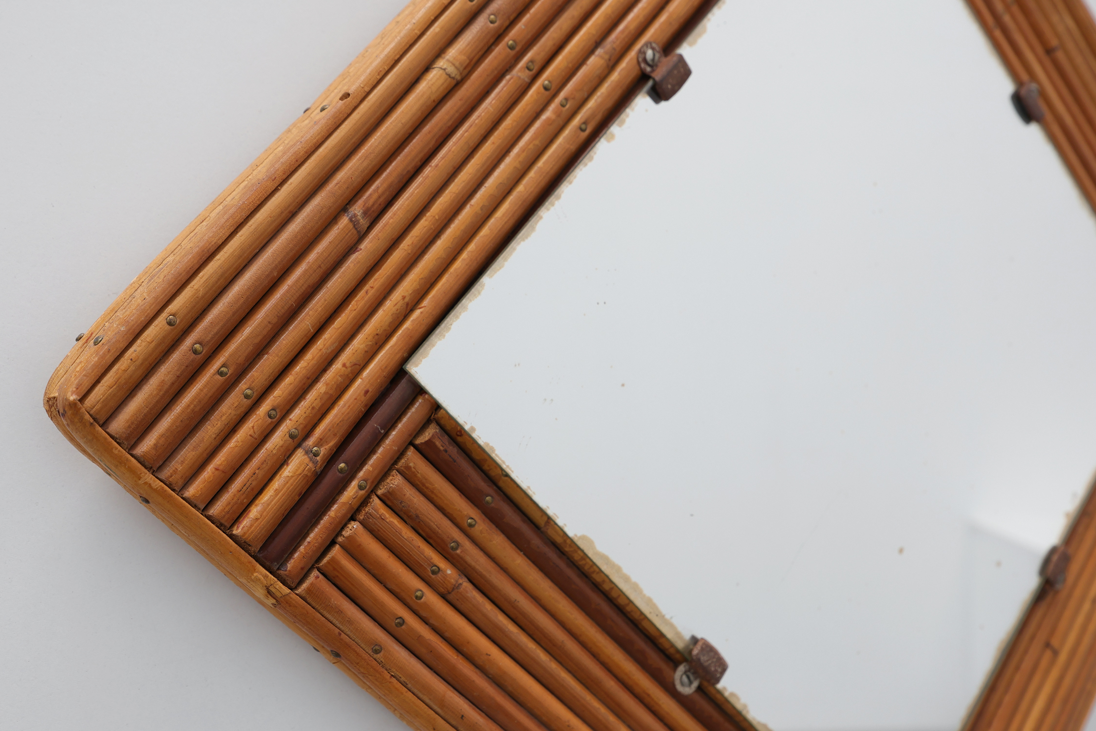 Mid century Square rattan mirror, France, 1960sthumbnail